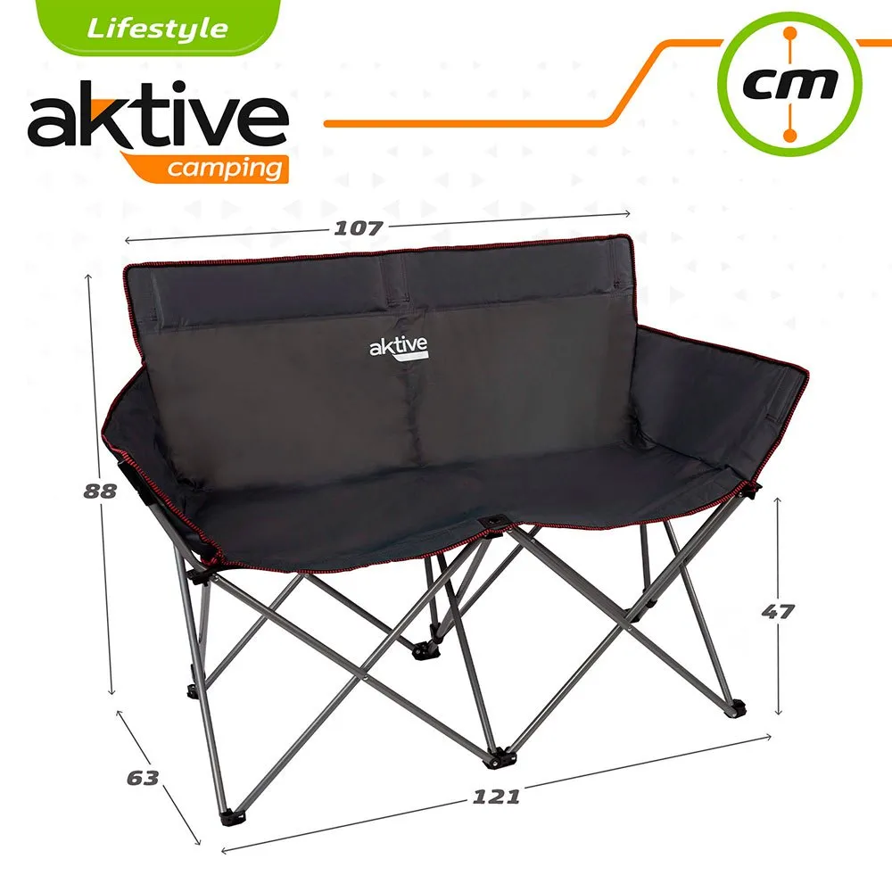 Aktive Camping 121x63x88 Cm Folding Stol, Black, One Size