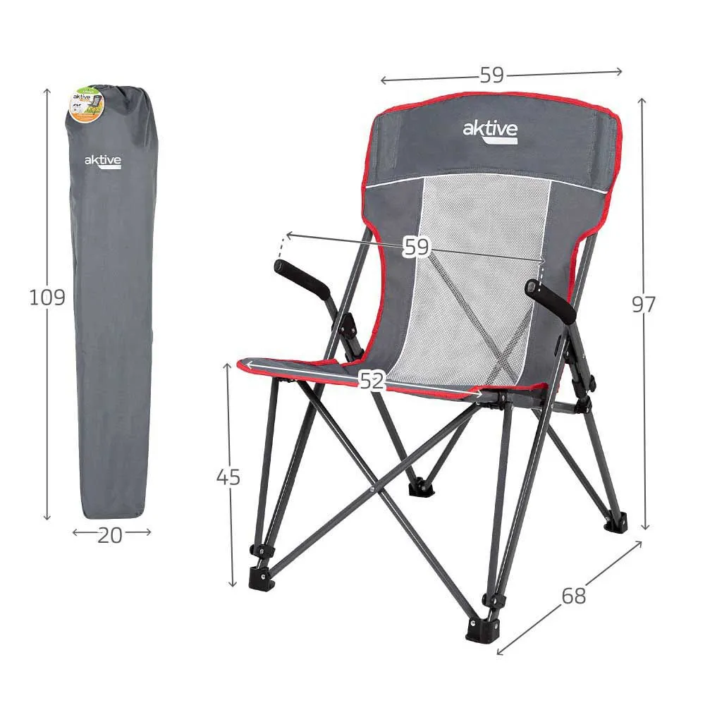 Aktive Camping With Grid Stol, Grey, 59 x 69 x 97cm