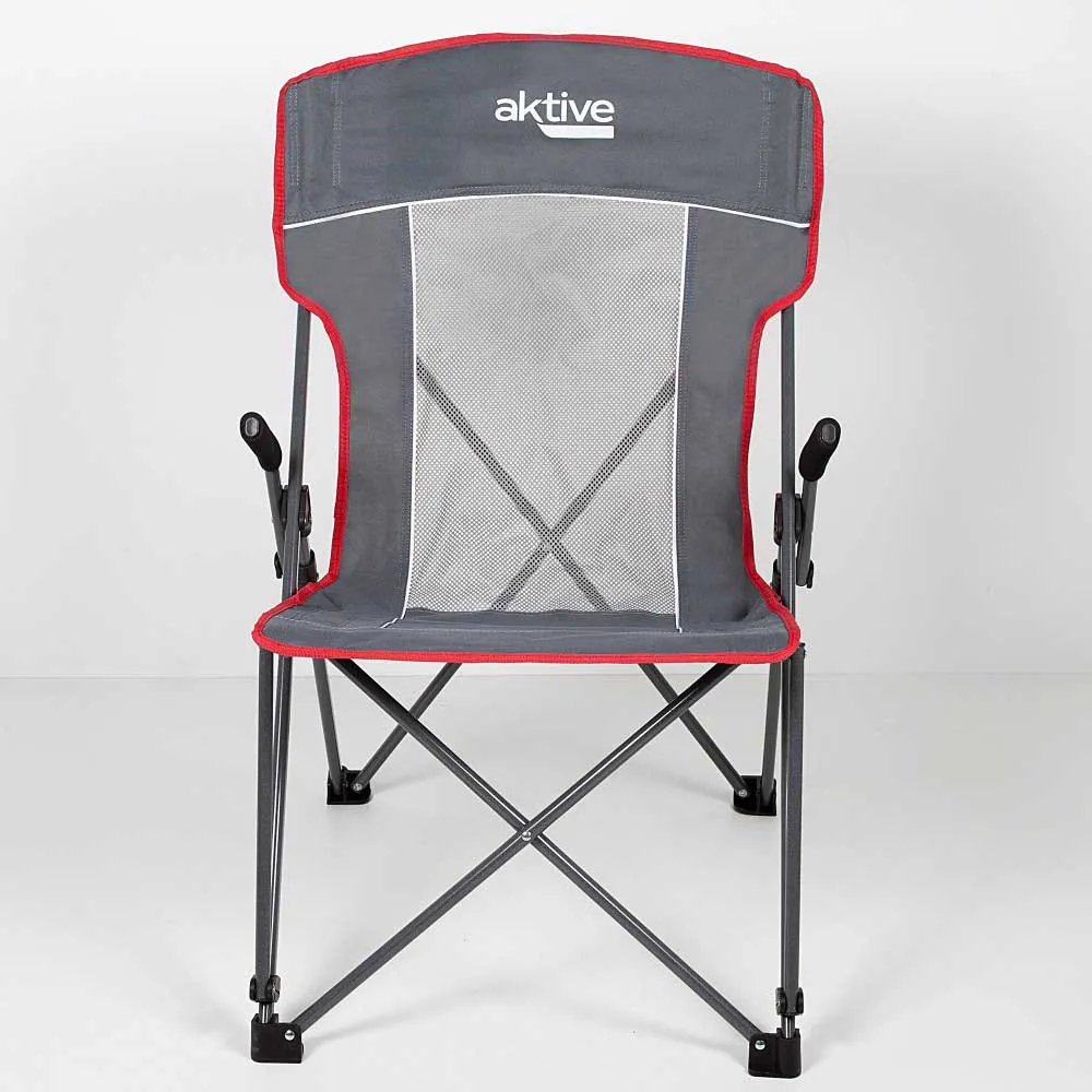 Aktive Camping With Grid Stol, Grey, 59 x 69 x 97cm