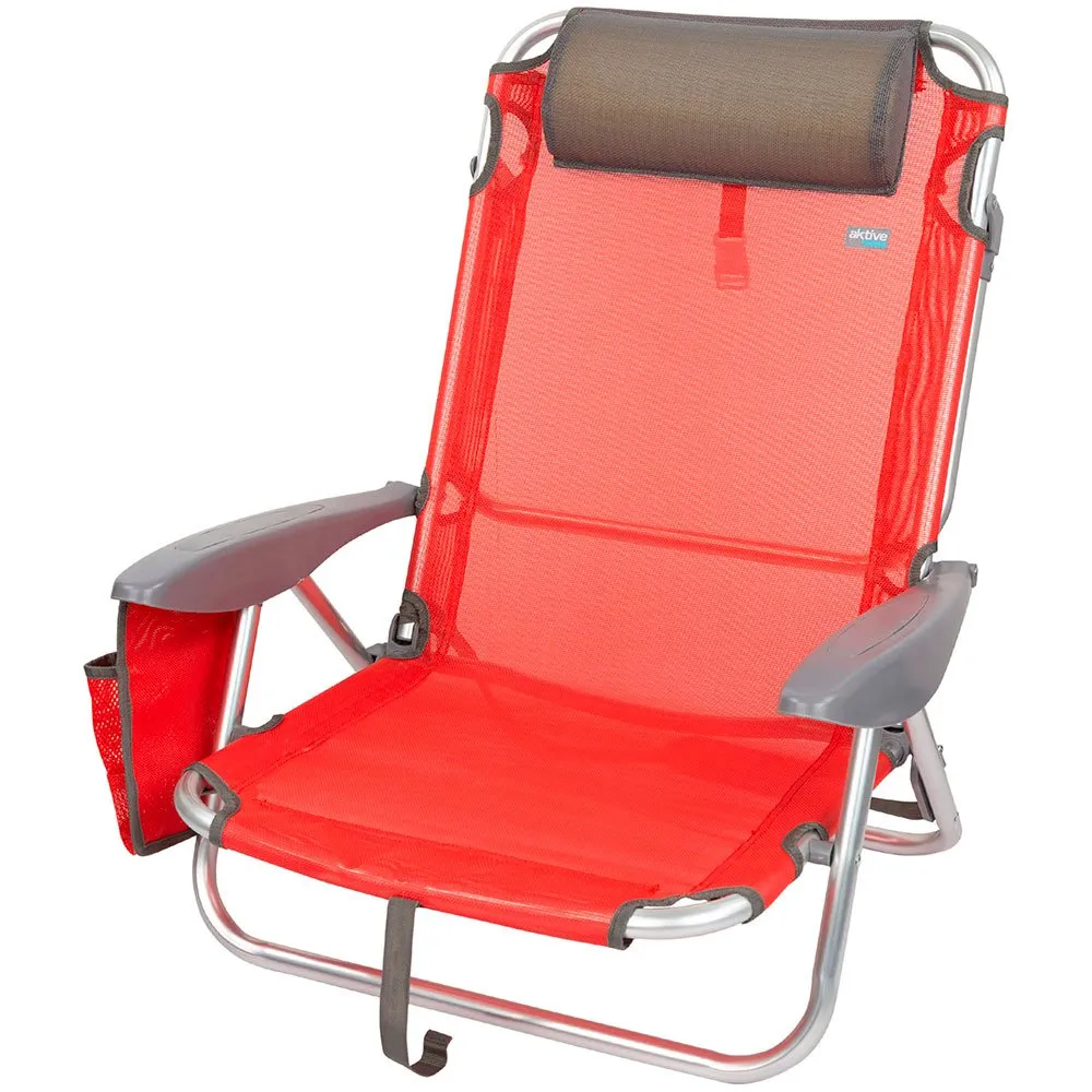 Aktive Fällbar Solstol Med Kudde unisex, Red, One Size