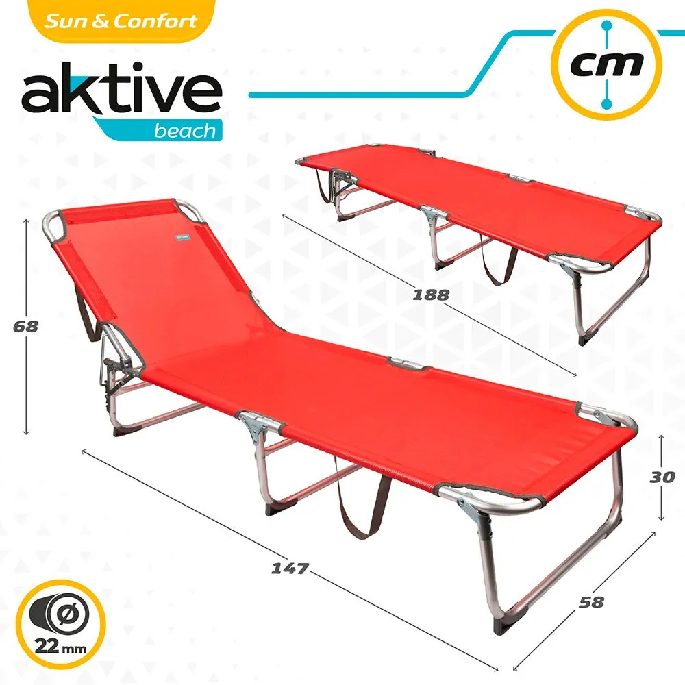 Aktive Fällbara Solstolar Från Textilano 188x58x30 Cm unisex, Red, One Size