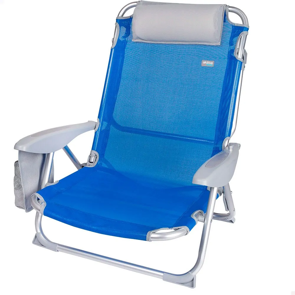 Aktive Fällstol 4 Lägen Med Dyna Och Mugghållare unisex, Blue / grey, One Size