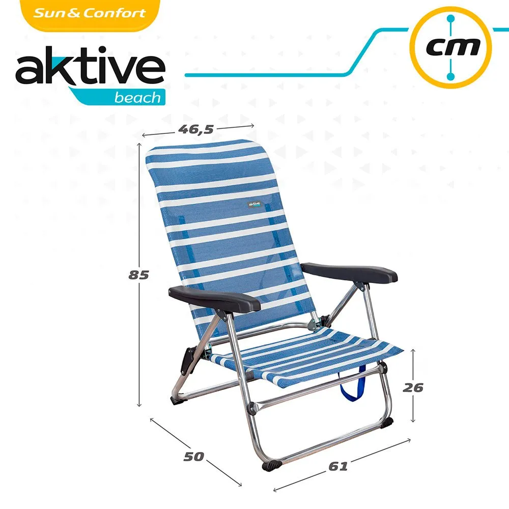 Aktive Fällstol 5 Lägen Låg 61x50x85 Cm unisex, Blue / white, One Size