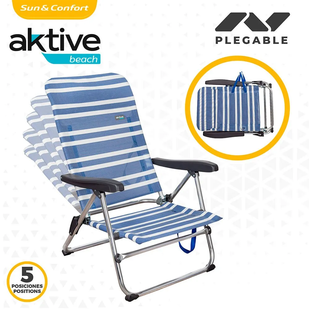 Aktive Fällstol 5 Lägen Låg 61x50x85 Cm unisex, Blue / white, One Size