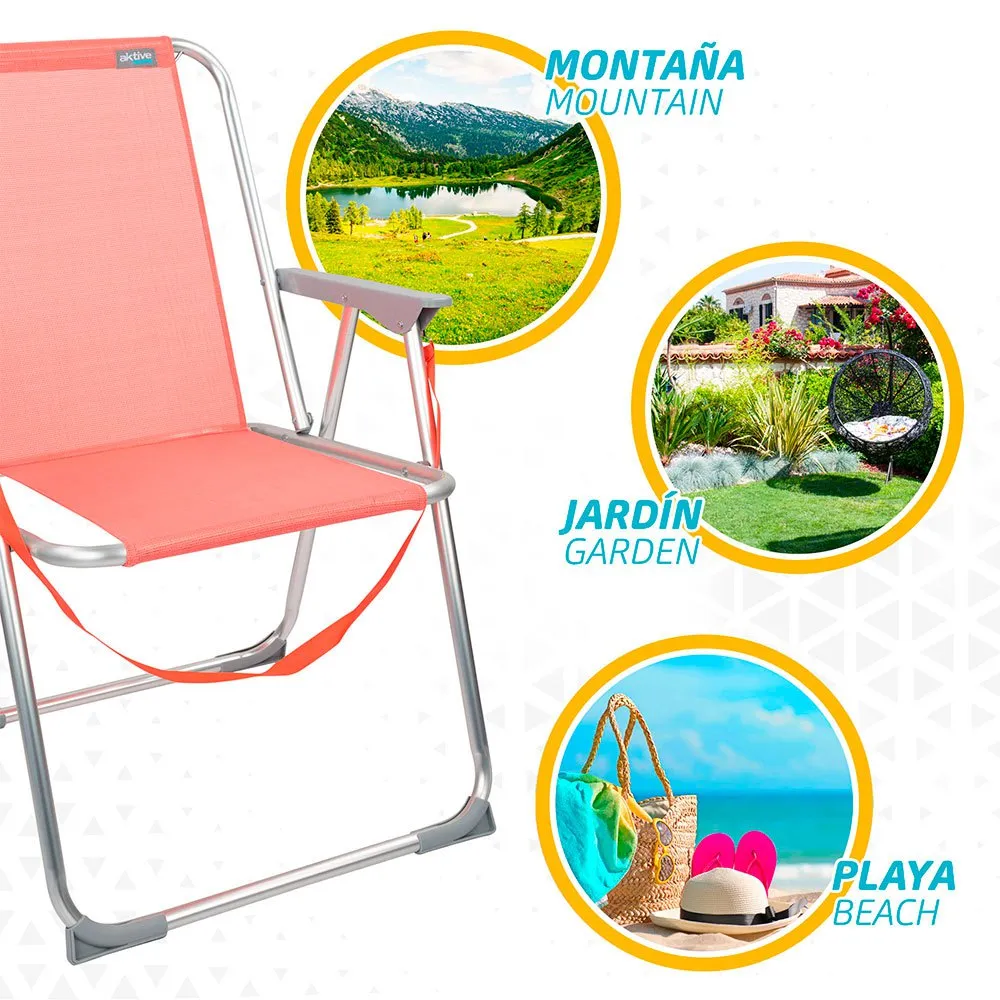 Aktive Fast Hopfällbar Strandstol I Aluminium unisex, Coral, One Size