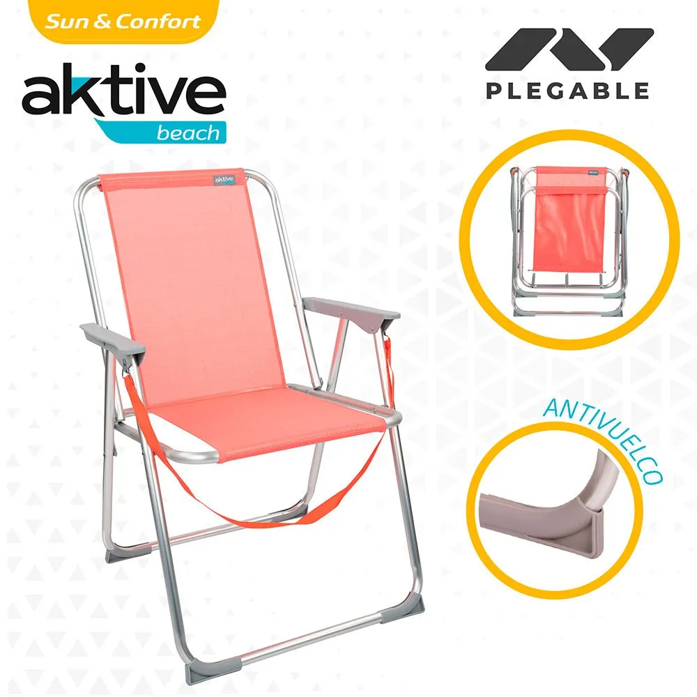 Aktive Fast Hopfällbar Strandstol I Aluminium unisex, Coral, One Size