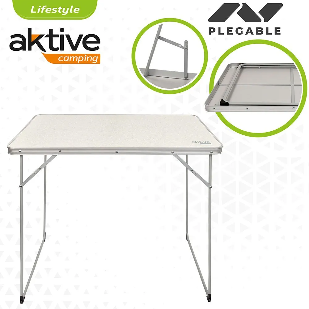Aktive Folding Camping 80x60x70 Cm Bord, White, One Size