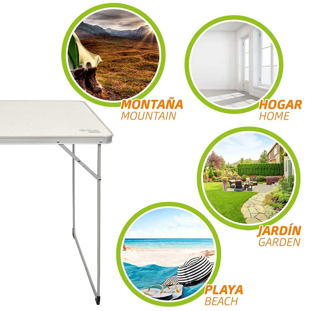 Aktive Folding Camping 80x60x70 Cm Bord, White, One Size
