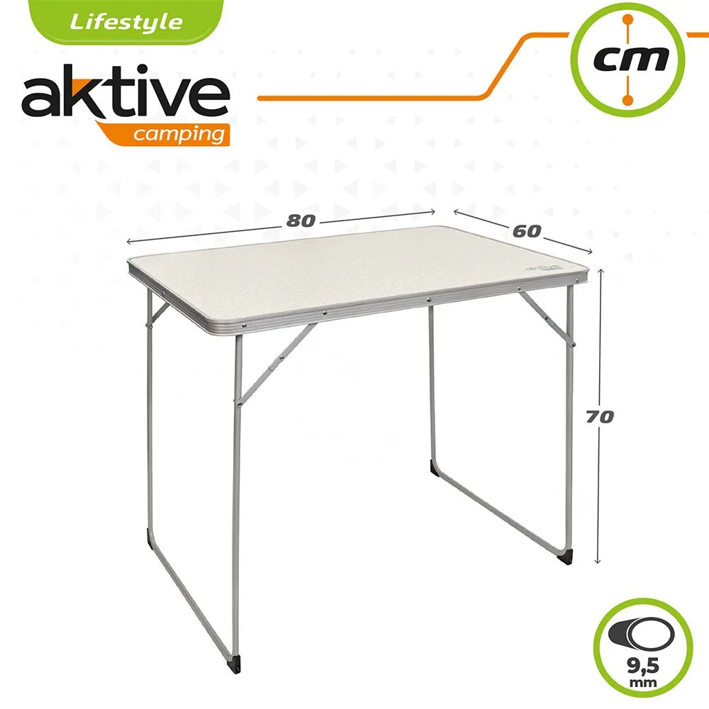 Aktive Folding Camping 80x60x70 Cm Bord, White, One Size