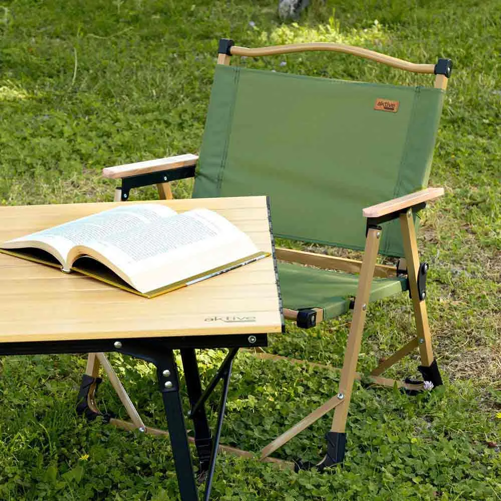 Aktive Glamping 52x45x62 Cm Low Stol, Green / brown, One Size