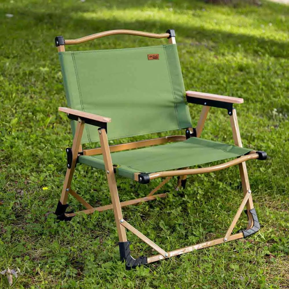 Aktive Glamping 52x45x62 Cm Low Stol, Green / brown, One Size