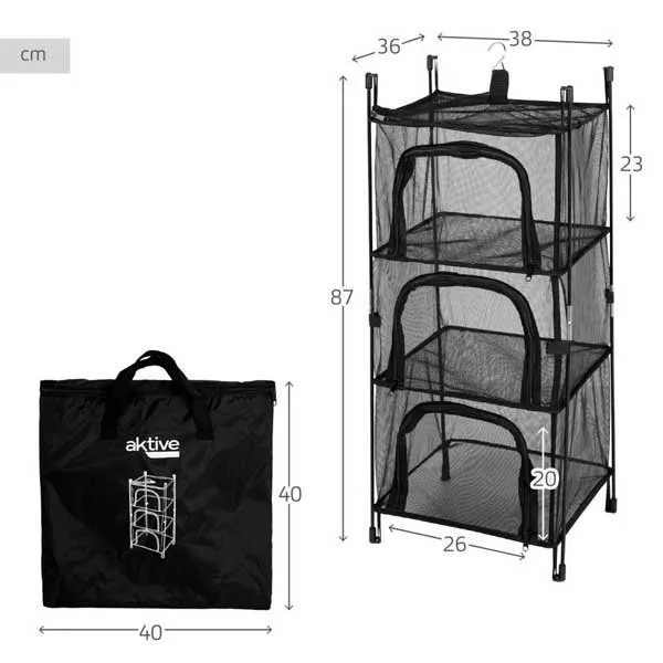 Aktive Hängande Garderobsarrangör 63073, Black, 87 x 38 x 36cm