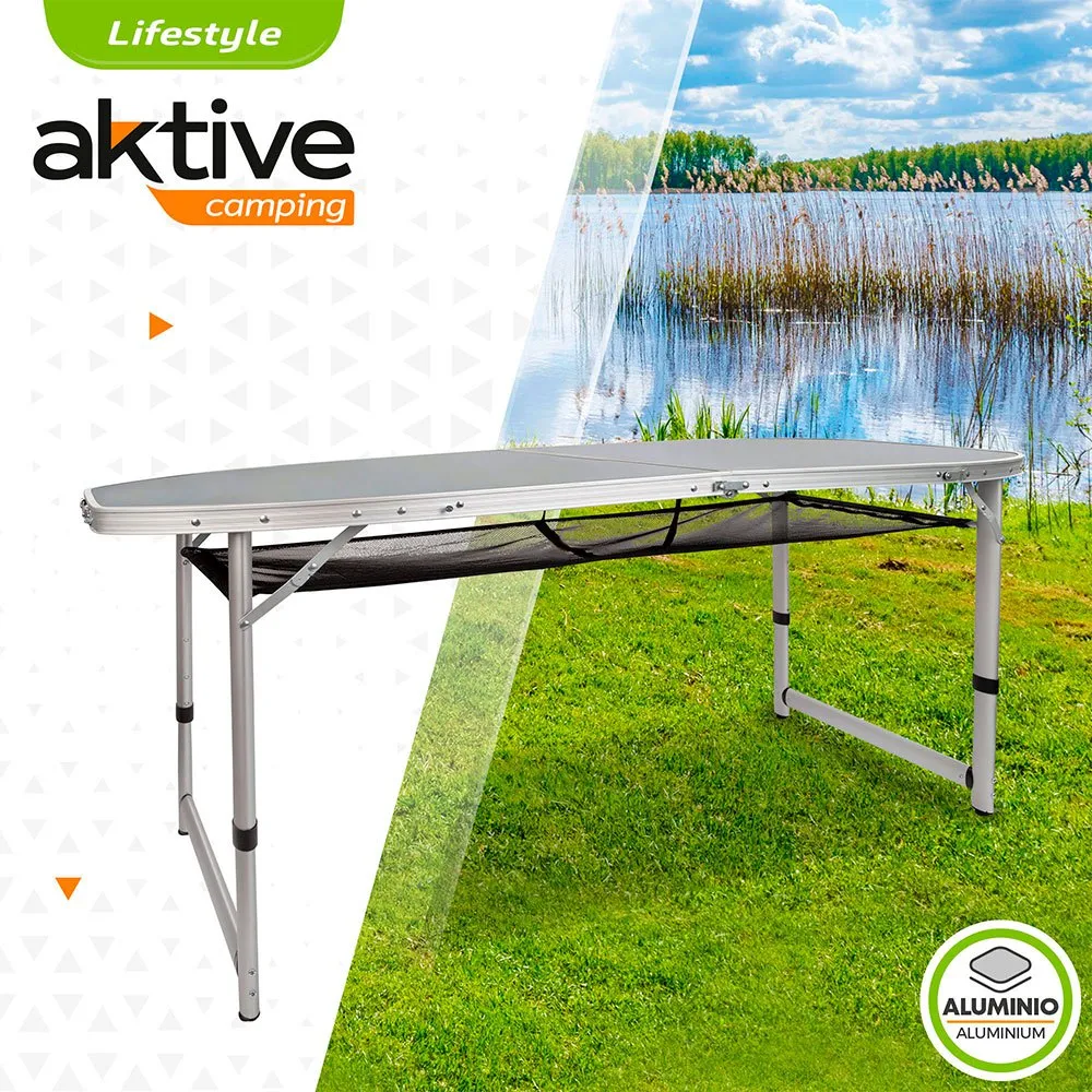 Aktive Height Adjus Folding Camping Table With Mesh Bord, Grey, One Size