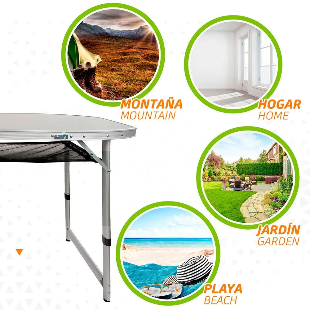 Aktive Height Adjus Folding Camping Table With Mesh Bord, Grey, One Size