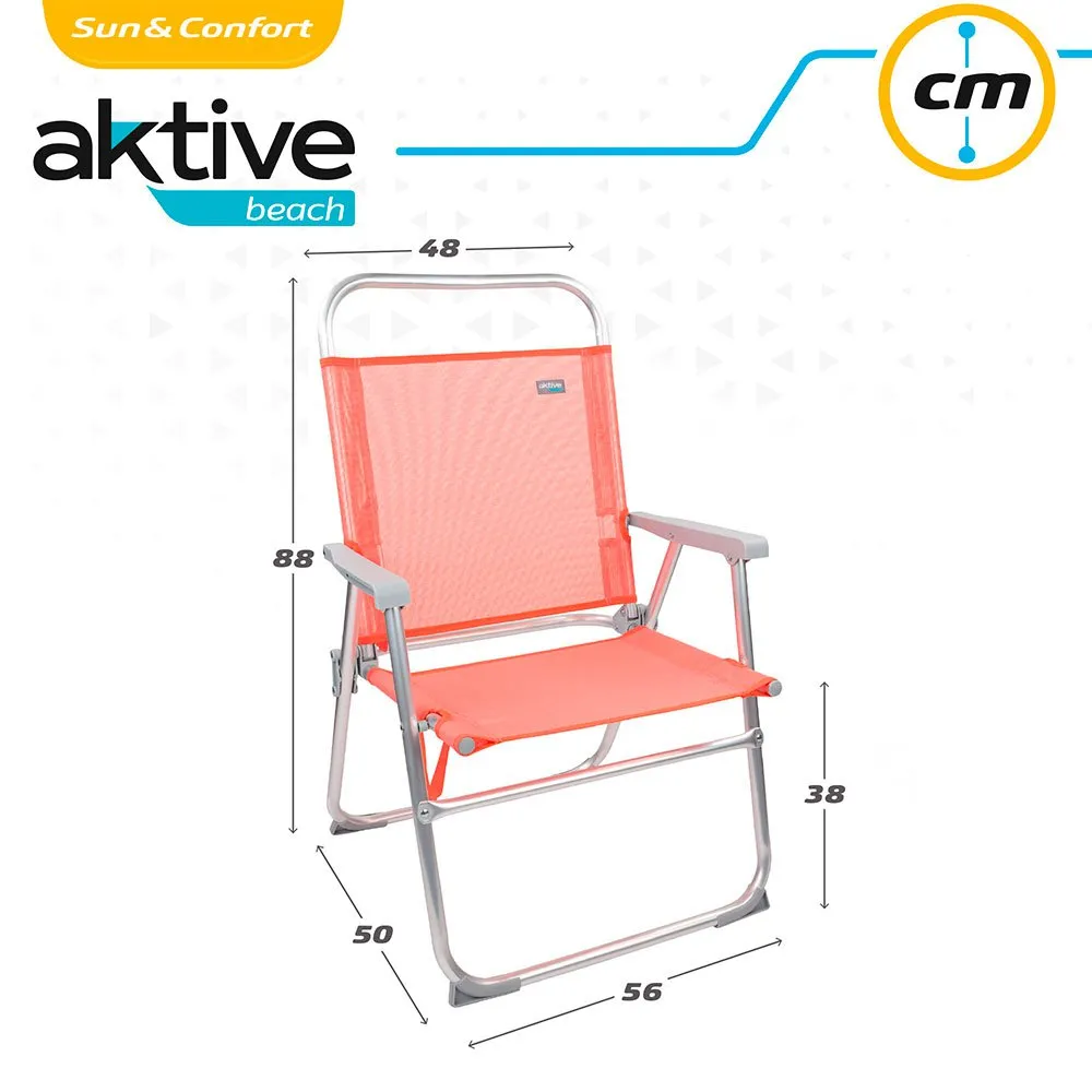 Aktive Hög Fällbar Strandstol I Aluminium unisex, Coral, One Size