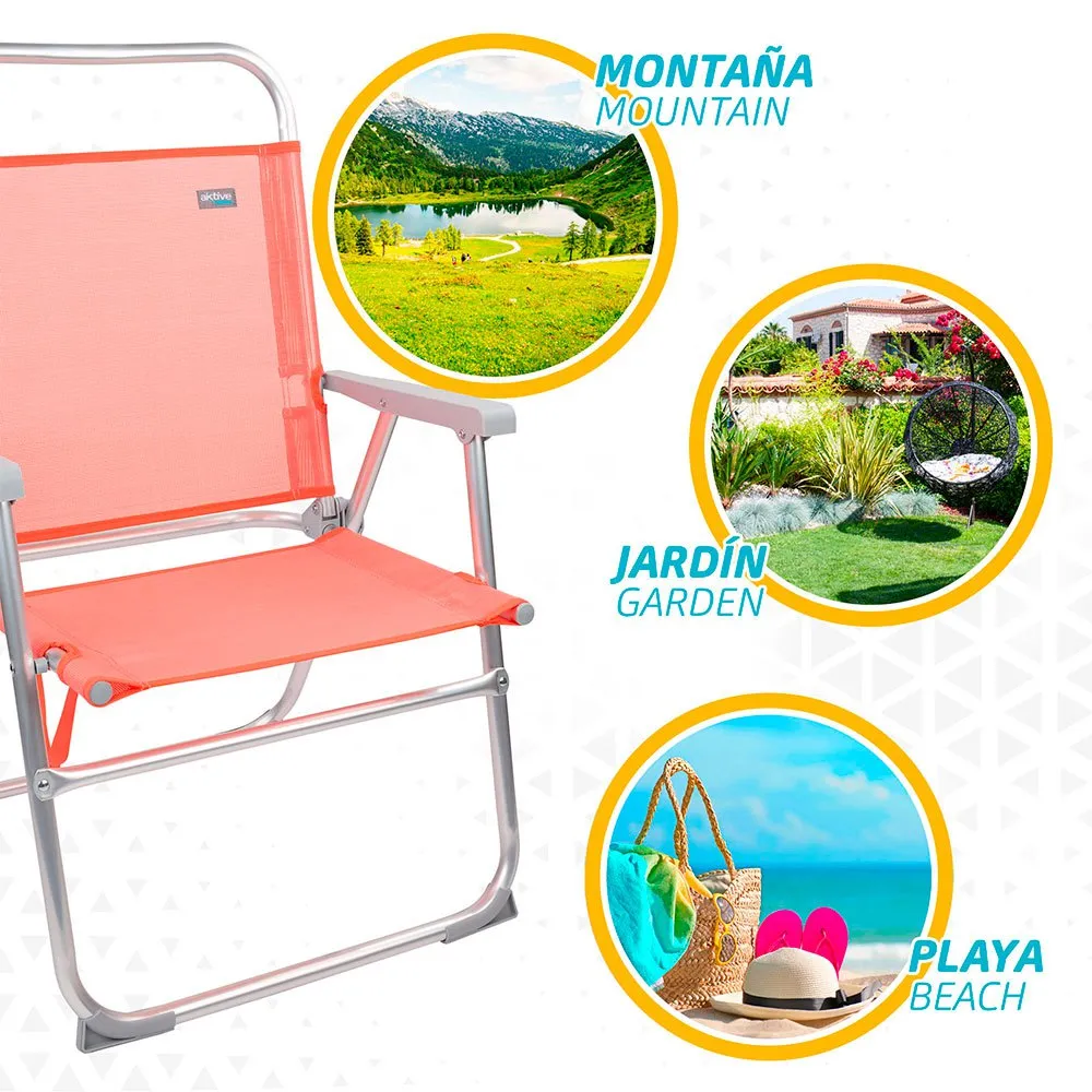 Aktive Hög Fällbar Strandstol I Aluminium unisex, Coral, One Size
