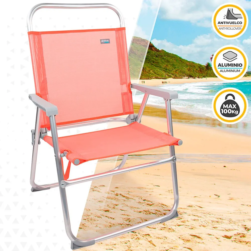 Aktive Hög Fällbar Strandstol I Aluminium unisex, Coral, One Size