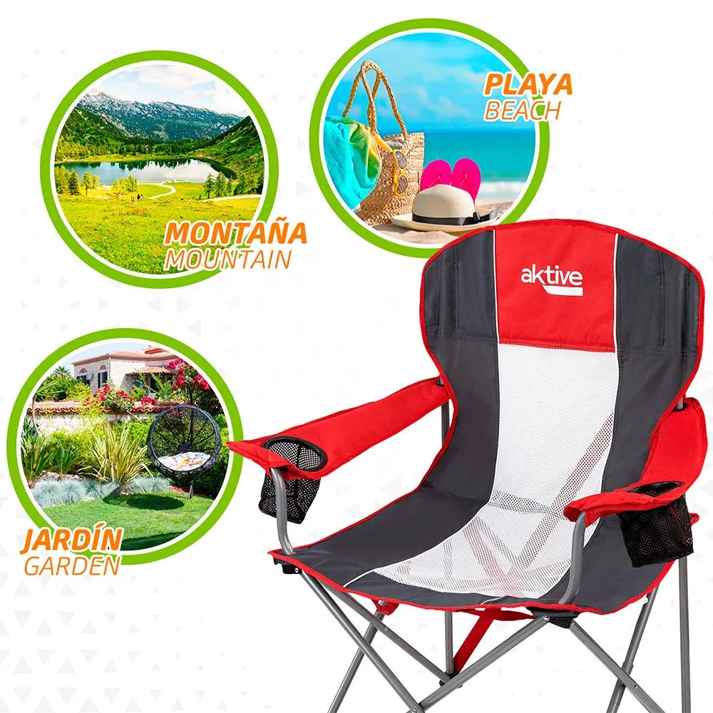 Aktive Hopfällbar Campingstol 60x58.5x98 Cm unisex, Red / black, One Size Aktive Hopfällbar Campingstol 60x58.5x98 Cm unisex, Red / black, One Size