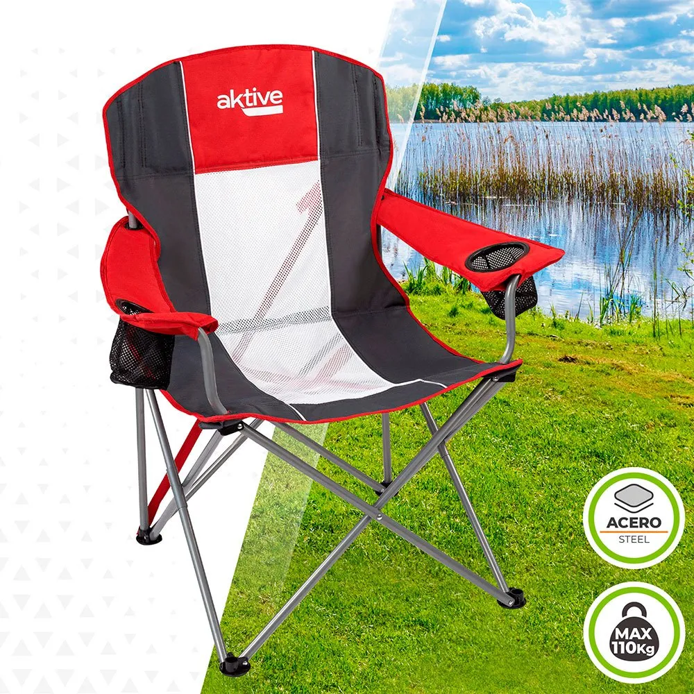 Aktive Hopfällbar Campingstol 60x58.5x98 Cm unisex, Red / black, One Size Aktive Hopfällbar Campingstol 60x58.5x98 Cm unisex, Red / black, One Size