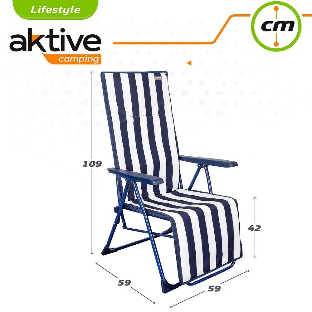 Aktive Hopfällbar Solstol 5 Lägen unisex, Navy / white, 59 x 59 x 109cm Aktive Hopfällbar Solstol 5 Lägen unisex, Navy / white, 59 x 59 x 109cm