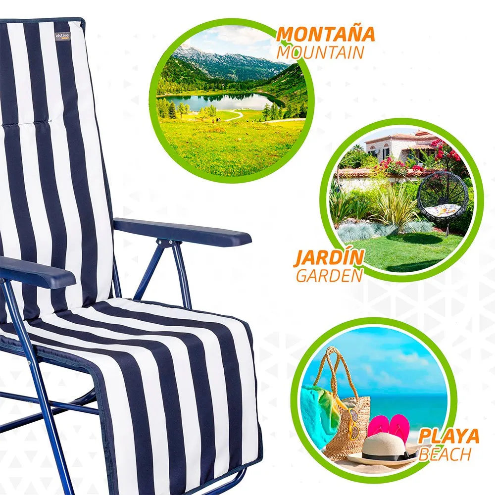 Aktive Hopfällbar Solstol 5 Lägen unisex, Navy / white, 59 x 59 x 109cm Aktive Hopfällbar Solstol 5 Lägen unisex, Navy / white, 59 x 59 x 109cm