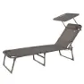 Aktive Hopfällbar Solstol Med Parasoll, Grey, 193 x 53 x 30cm