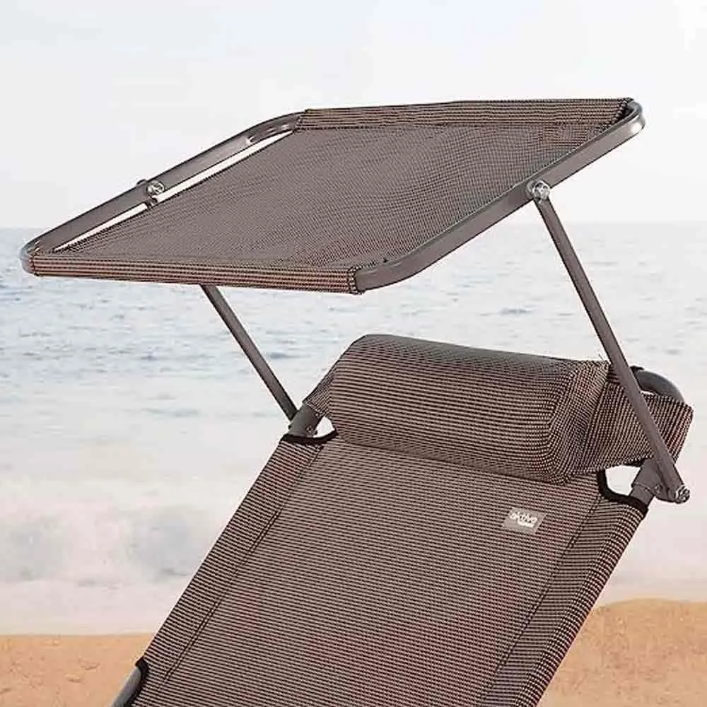 Aktive Hopfällbar Solstol Med Parasoll, Grey, 193 x 53 x 30cm