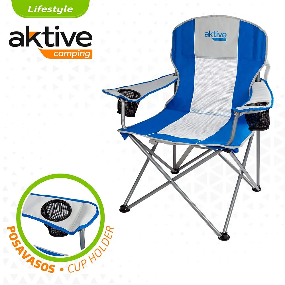 Aktive Hopfällbar Sportstol 60x58.5x98 Cm unisex, Blue / white, One Size Aktive Hopfällbar Sportstol 60x58.5x98 Cm unisex, Blue / white, One Size