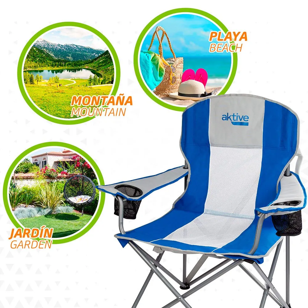 Aktive Hopfällbar Sportstol 60x58.5x98 Cm unisex, Blue / white, One Size Aktive Hopfällbar Sportstol 60x58.5x98 Cm unisex, Blue / white, One Size