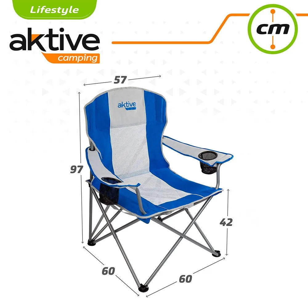 Aktive Hopfällbar Sportstol 60x58.5x98 Cm unisex, Blue / white, One Size Aktive Hopfällbar Sportstol 60x58.5x98 Cm unisex, Blue / white, One Size