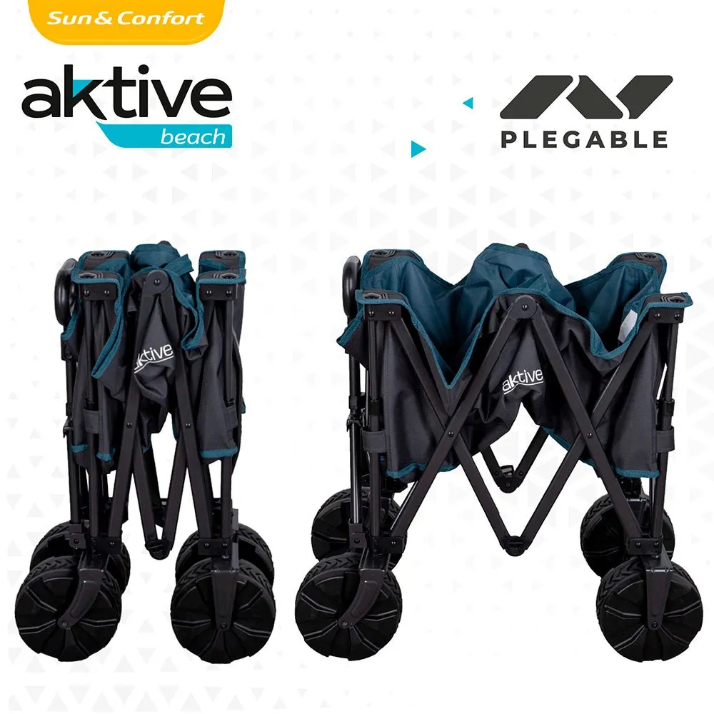Aktive Hopfällbar Vagn Med Hjul För Sand 50kg unisex, Navy / black, 91 x 56 x 49cm