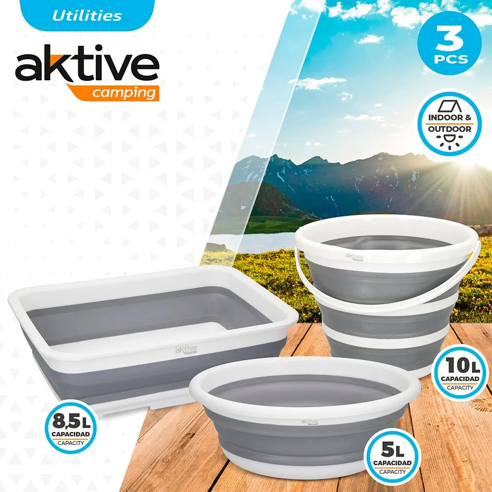 Aktive Hopfällbart Campingkit, Grey, One Size