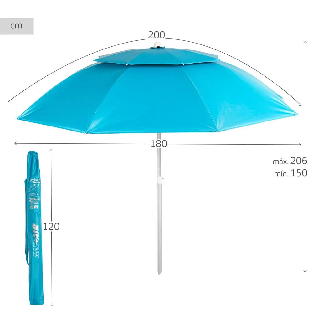 Aktive Hopfällbart Strandparasoll Med Uv50 200 Cm unisex, Blue, One Size Aktive Hopfällbart Strandparasoll Med Uv50 200 Cm unisex, Blue, One Size
