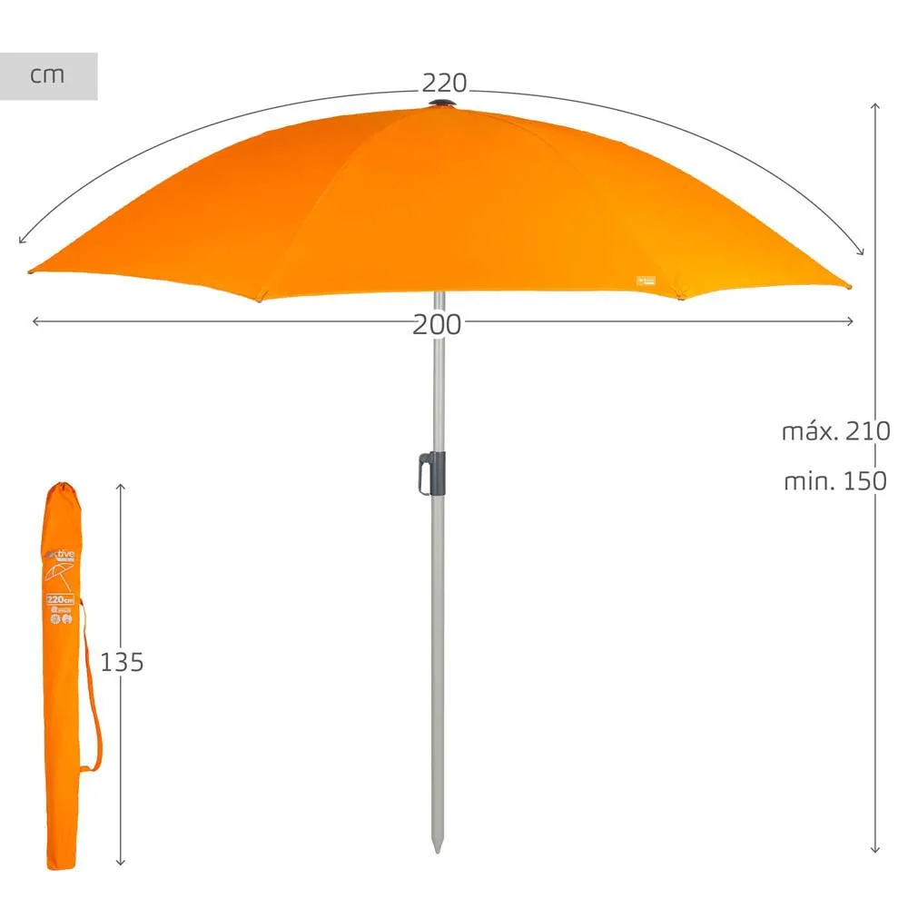 Aktive Hopfällbart Strandparasoll Med Uv50 220 Cm unisex, Orange, One Size Aktive Hopfällbart Strandparasoll Med Uv50 220 Cm unisex, Orange, One Size