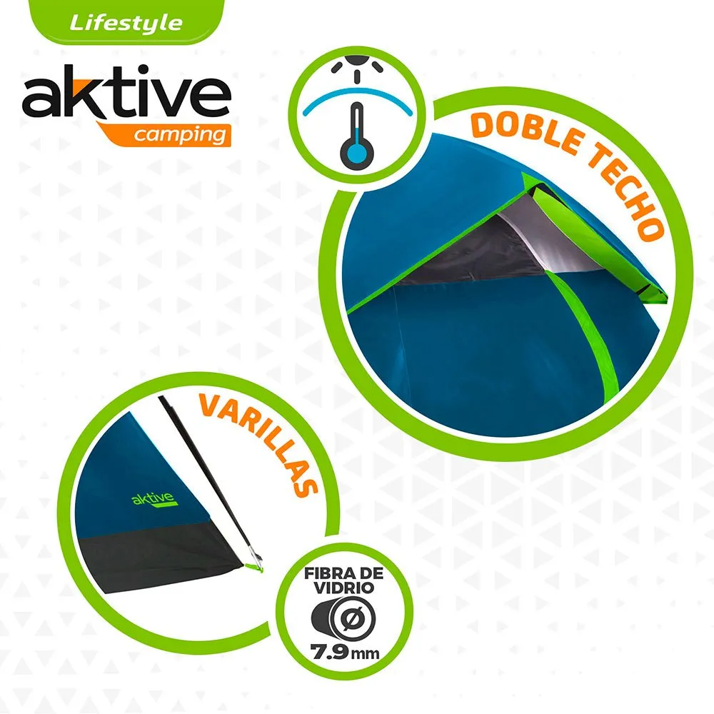 Aktive Iglu 240x210x130 Cm Tält, Blue / green, 3 Platser