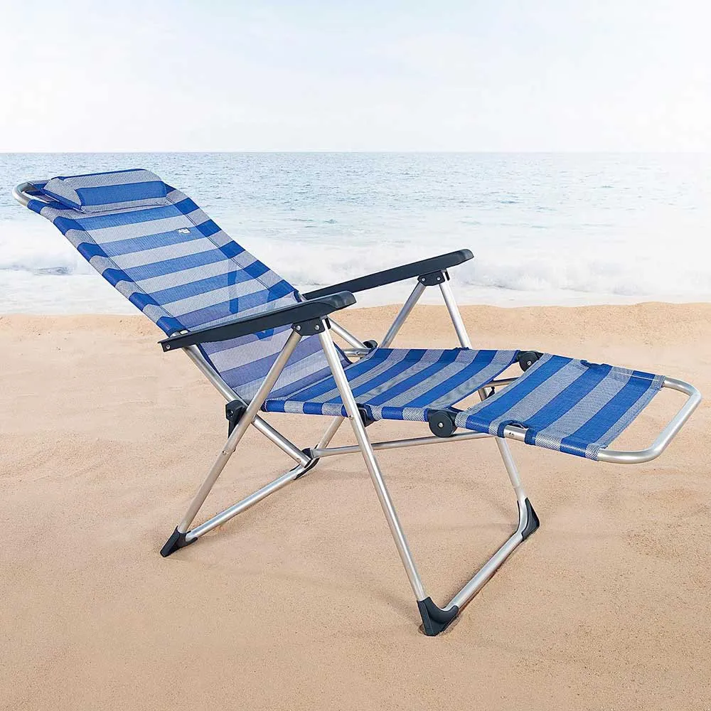 Aktive Justerbar Strandstol Med Dyna Refurbished, Blue / white, 75 x 63 x 43-114cm Aktive Justerbar Strandstol Med Dyna Refurbished, Blue / white, 75 x 63 x 43-114cm
