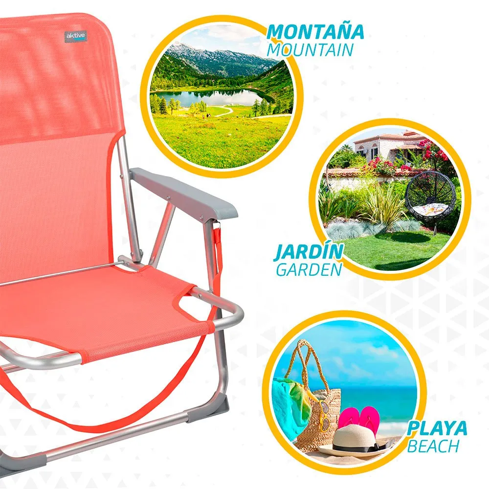 Aktive Låg Fällbar Strandstol I Aluminium unisex, Coral, One Size Aktive Låg Fällbar Strandstol I Aluminium unisex, Coral, One Size