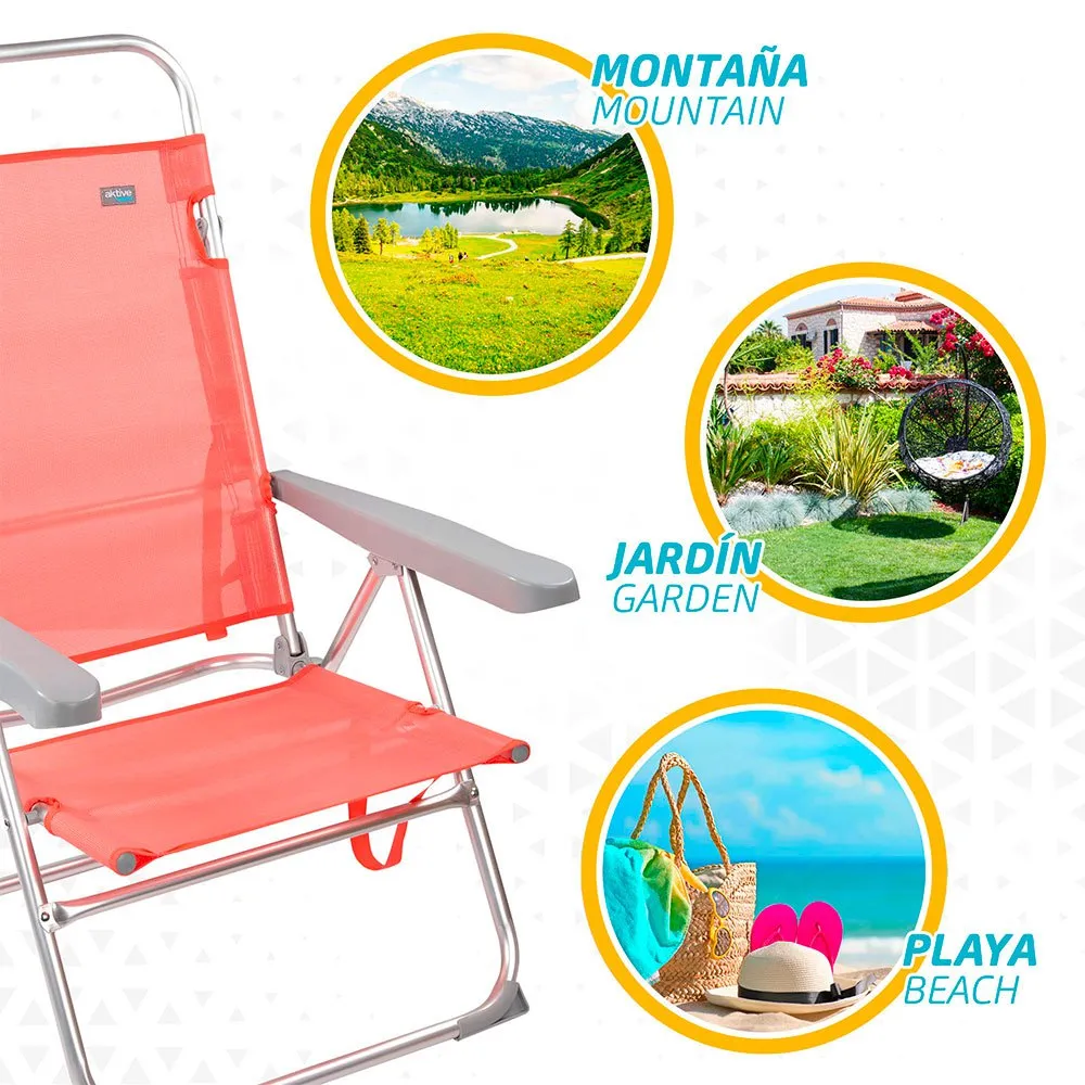 Aktive Låg Strandstol I Aluminium unisex, Coral, One Size