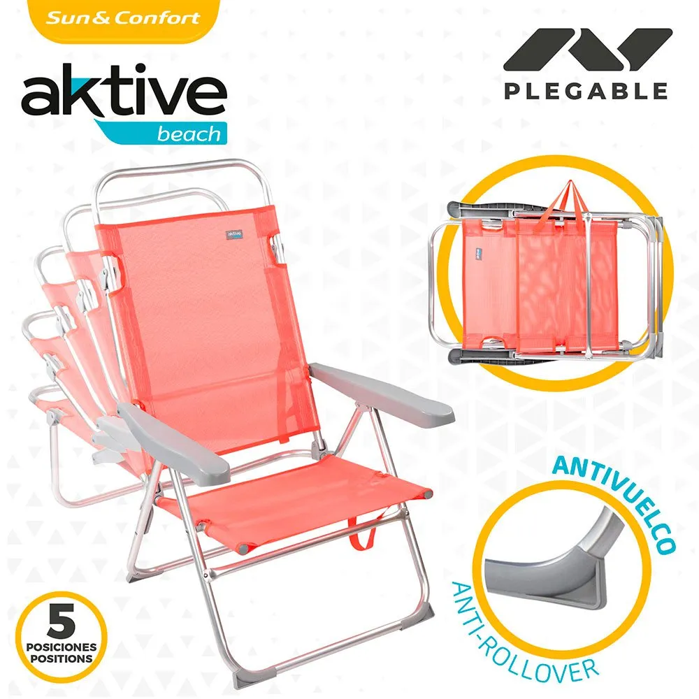 Aktive Låg Strandstol I Aluminium unisex, Coral, One Size
