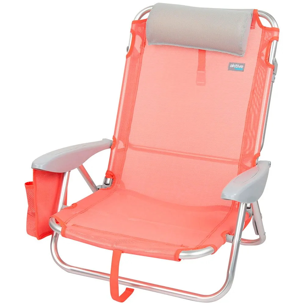 Aktive Multifunktionell Hopfällbar Strandstol Med Kudde unisex, Coral, One Size