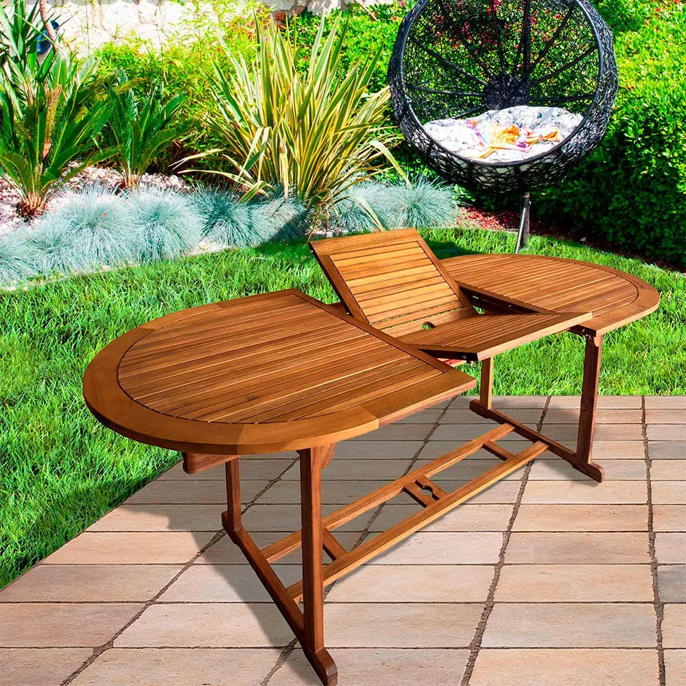 Aktive Ovalt Utskjutbart Matbord I Akaciaträ 150- 200x90x74 Cm unisex, Wooden, One Size