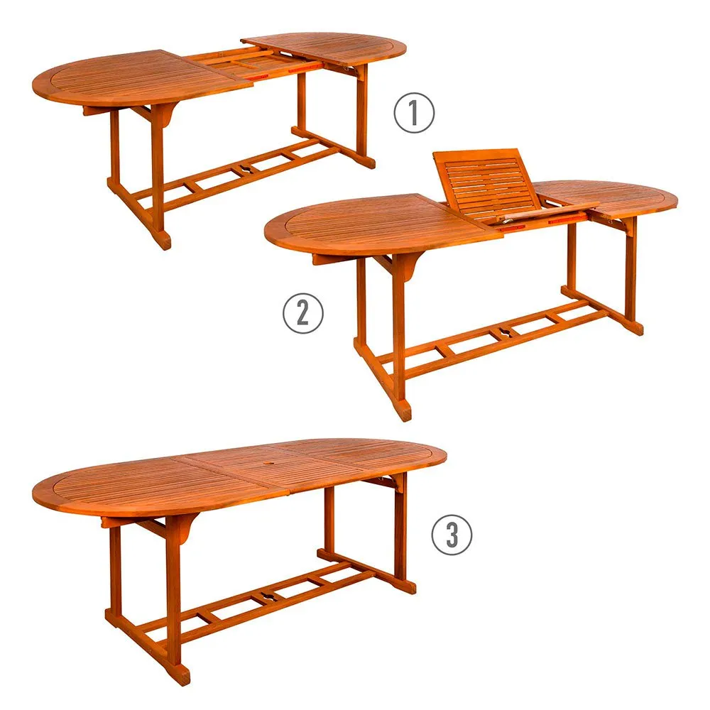 Aktive Ovalt Utskjutbart Matbord I Akaciaträ 150- 200x90x74 Cm unisex, Wooden, One Size