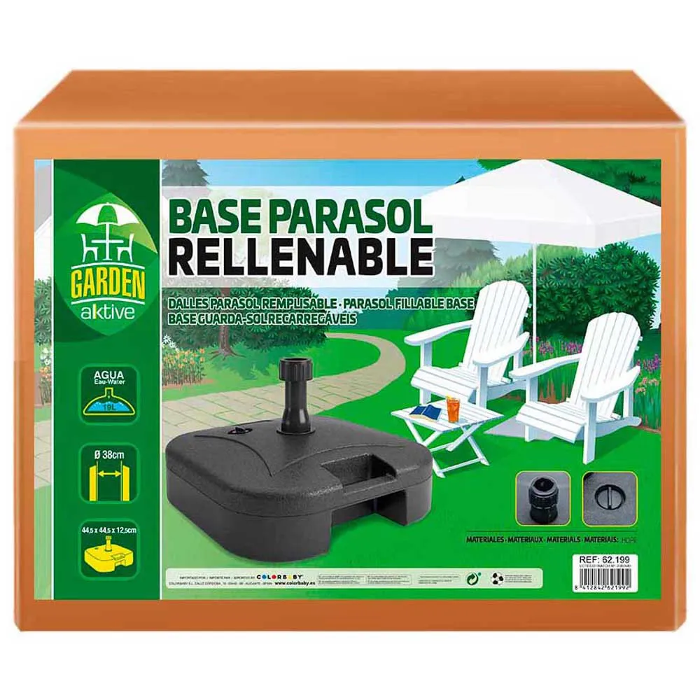 Aktive Paraplyställ I Plast Med Påfyllning 19kg unisex, Black, 44.5 x 44.5 x 12.5cm