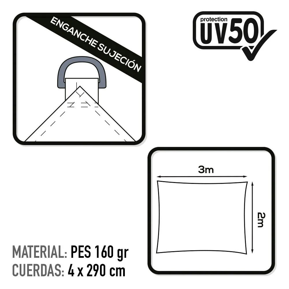 Aktive Rektangulär Solskärm Med Uv50-skydd 200x300 Cm unisex, White, One Size Aktive Rektangulär Solskärm Med Uv50-skydd 200x300 Cm unisex, White, One Size