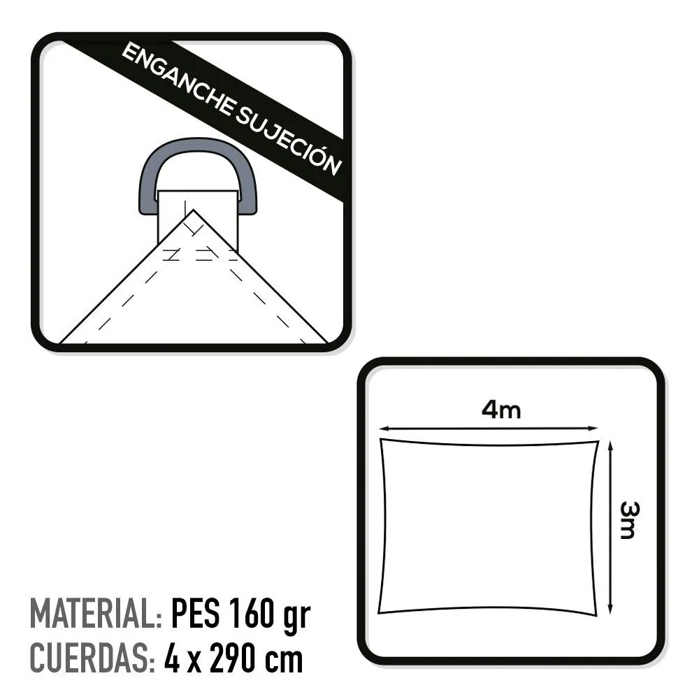 Aktive Rektangulär Solskydd 200x300 Cm unisex, White, One Size
