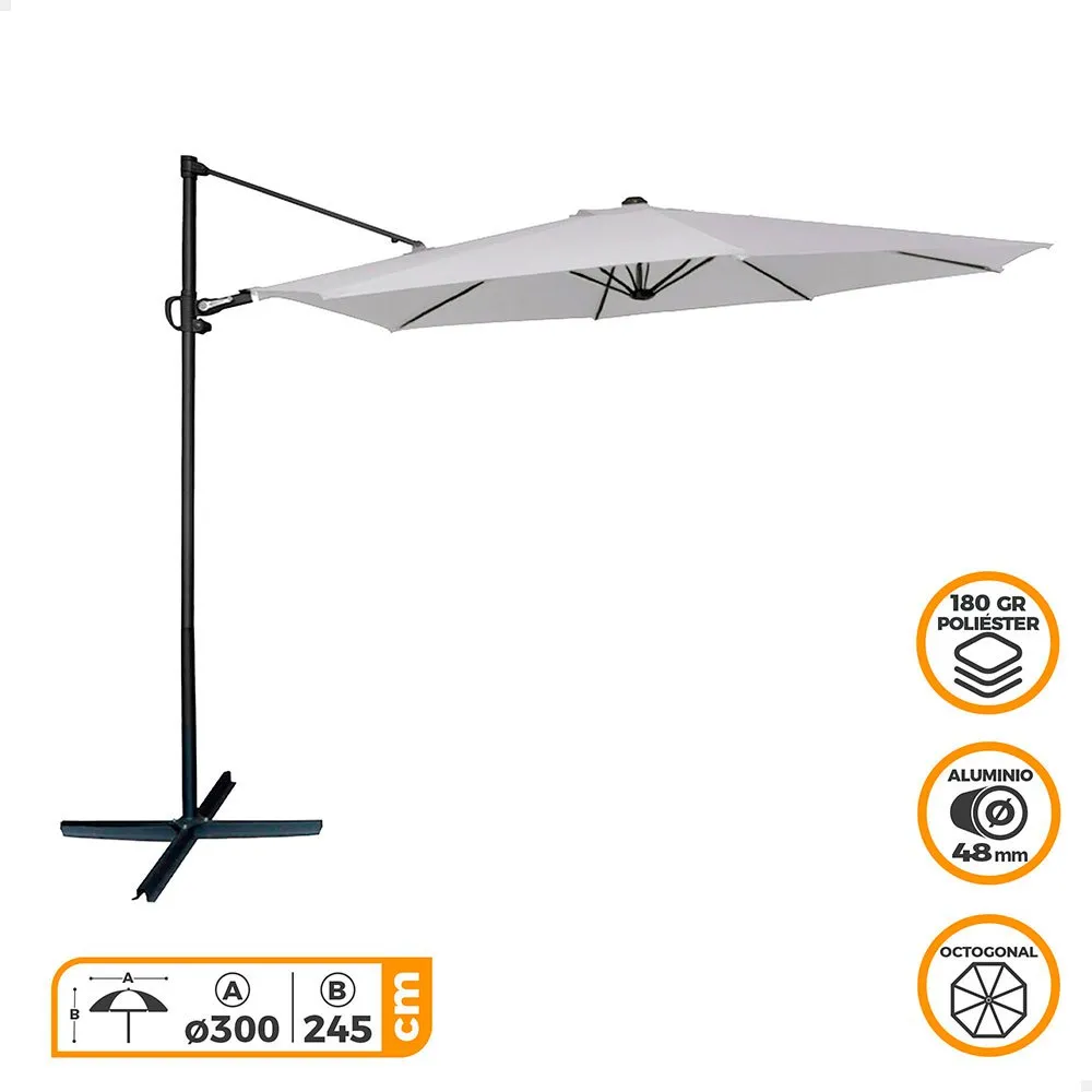 Aktive Roma 300 Cm Parasoll unisex, Grey, One Size Aktive Roma 300 Cm Parasoll unisex, Grey, One Size
