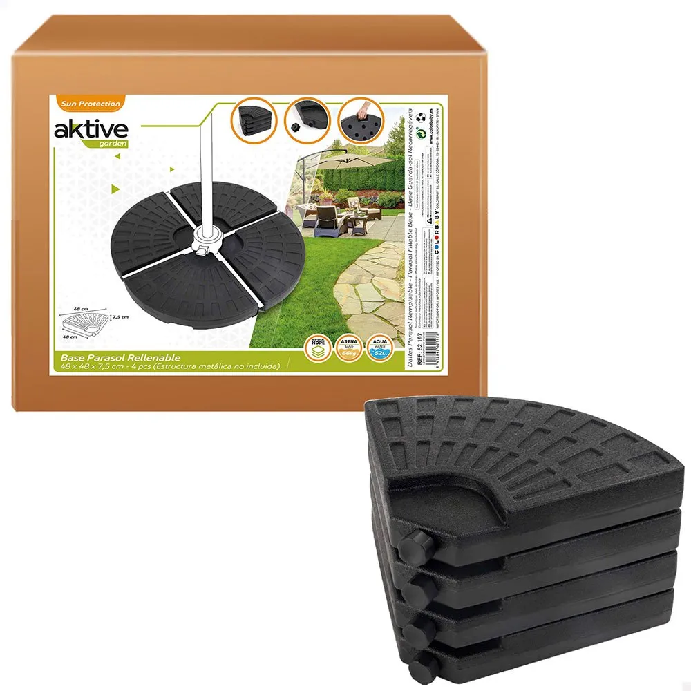 Aktive Rund Påfyllningsbar Parasollfot I 4 Delar unisex, Black, 48 x 48 x 7.5cm