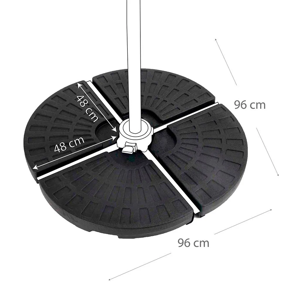 Aktive Rund Påfyllningsbar Parasollfot I 4 Delar unisex, Black, 48 x 48 x 7.5cm