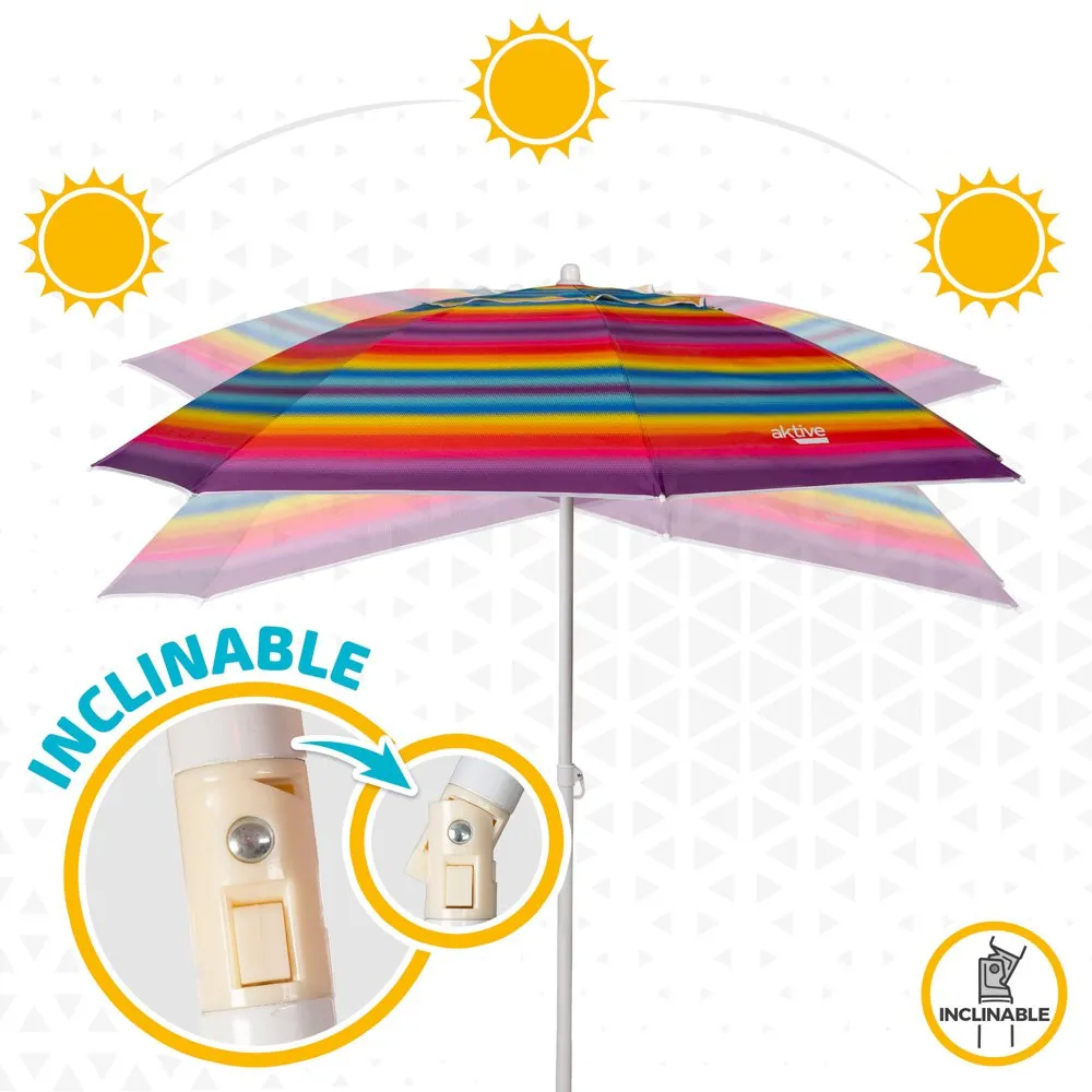 Aktive Strandparasoll Med Ventilation Och Uv50-skydd 200 Cm unisex, Multicolor stripes, One Size