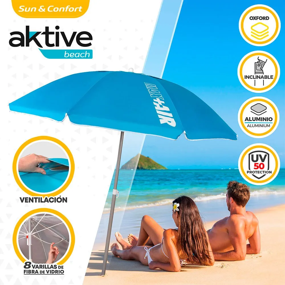 Aktive Strandparasoll Uv50-skydd 200 Cm unisex, Blue, One Size